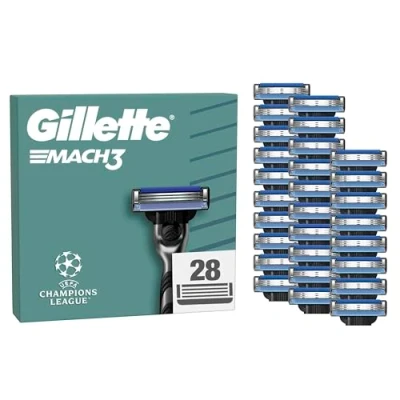 Obrázek Gillette Mach3 holicí břity pro muže, 28 originálních náhradních čepelí , čepele muže s kluznými proužky jemné klouzání a povrstvení