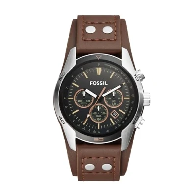 Obrázek Fossil Hodinky Coachman pro muže, chronograf s ušlechtilým nebo koženým páskem, černá, Kožený náramek