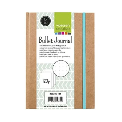 Obrázek Vaessen Creative 200306 101 Bullet Journal, BuJo zápisník s 120 puntíkovanými stranami, tečkovanými liniemi, bodový raster, hnědá, A5