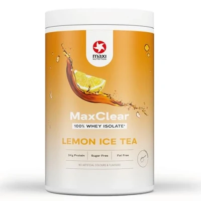 Obrázek MaxiNutrition MaxClear Lemon Ice Tea, 100% Clear Whey Protein Isolate, 420 g, proteinový prášek s 24 g bílkovin v každé porci, osvěžující, nízkokalorický, bez umělých aromat