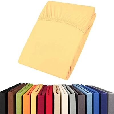 Obrázek aqua textil Viana napínací prostěradlo 90x200 100x200 cm žluté bavlněné Jersey Laken