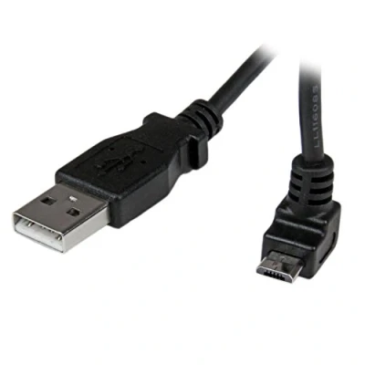 Obrázek StarTech.com 1m USB 2. 0 A na Micro B kabel zkosený černý / datový připojovací