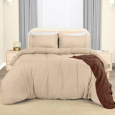 Obrázek Utopia Bedding Ložní prádlo sada 200 x povlečení z mikrovlákna cm + 2 vyšívané povlaky na polštáře 50 75 béžové
