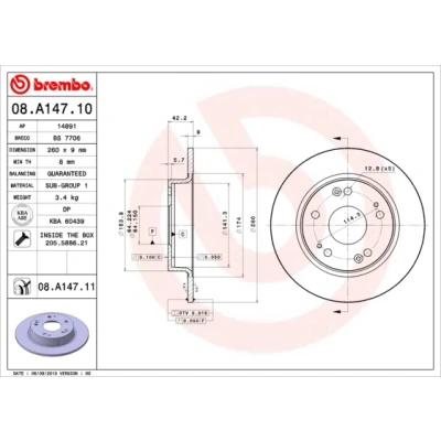 Obrázek Brzdový kotouč BREMBO 08.A147.11
