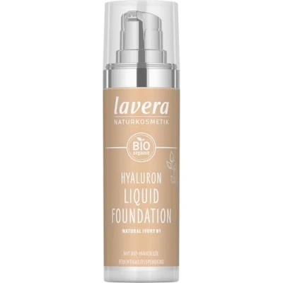 Obrázek lavera Hyaluron Liquid Foundation Natural Ivory 01 Naturkosmetik Vegan Seidige, leichte Textur Frei von Mineralöl Natürliche Hyaluronsäure &amp; Bio Mandelöl 30ml