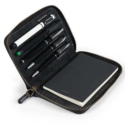 Obrázek Londo Pouzdro z pravé kůže s držákem tužky Notepad a zipem