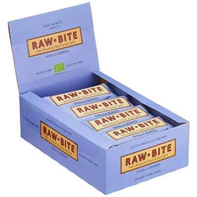 Obrázek Raw Bite syrové potraviny tyčinka vanilka bobries, 1 balení (1 x 600 g)