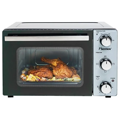 Obrázek Bestron Kompaktní mini trouba AOV20 s horním/spodním ohřevem, 20 litrů, 1300 W, ušlechtilá ocel, černá