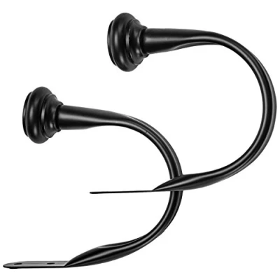 Obrázek Amazon Basics Dekorativní řasicí držák na záclony, sada 2, černá