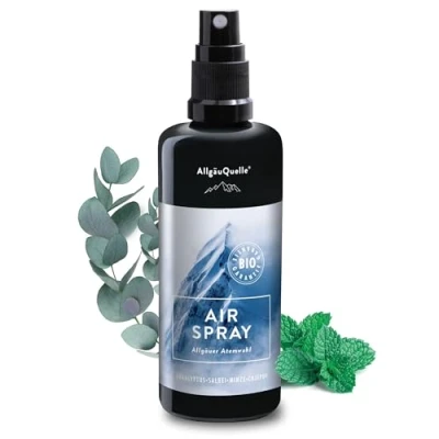 Obrázek AllgäuQuelle® Bio sprej na vzduch se 100% olejem Allgäuer Atemwohl Eukalyptus šalvěj máta Cajeput (100 ml). přírodní vůně do místnosti s éterickými oleji. a