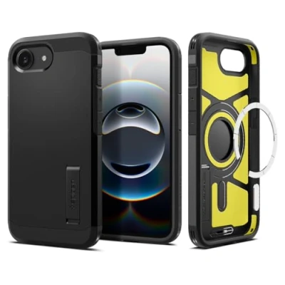 Obrázek Spigen pro iPhone 16e pouzdro Tough Armor (AI) MagFit, kompatibilní s příslušenstvím MagSafe černé