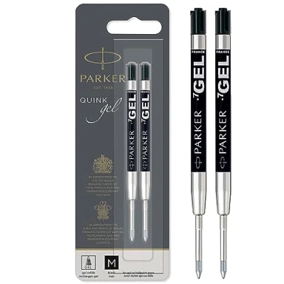 Obrázek Parker Tiny na gelové tužky střední špička (0,7 mm) černý inkoust QUINK 2 kusy