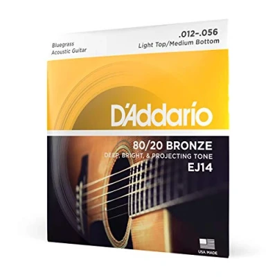 Obrázek D&#039;Addario kytarové struny westernová kytara 80/20 fosfor bronz akustická pro akustickou kytaru EJ14 Bluegrass Lt. Top/Med. Bottom, 1256 1 kus