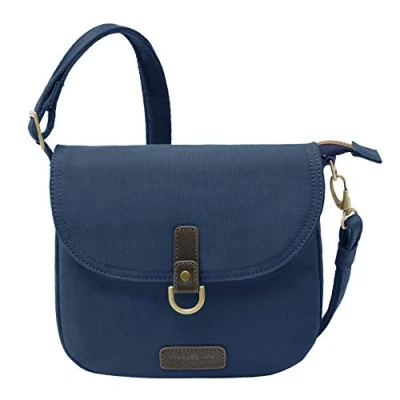 Obrázek Travelon: Anti Diebstahl Kurier Sattel Umhängetasche, navy, 9 x 7 2.25, Diebstahlsicherung Kuriersattel Crossbody