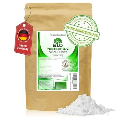Obrázek MSM prášek 500 g 99,9 % čistý bez přísad Vegan 1/2 kg Premium Methylsulfonylmethan organická síra od Bio Protect