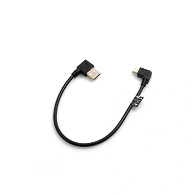 Obrázek System S Mini USB kabel 90 vlevo ohnutý úhlový konektor na Typ A (Male) vpravo datový nabíjecí 20 cm