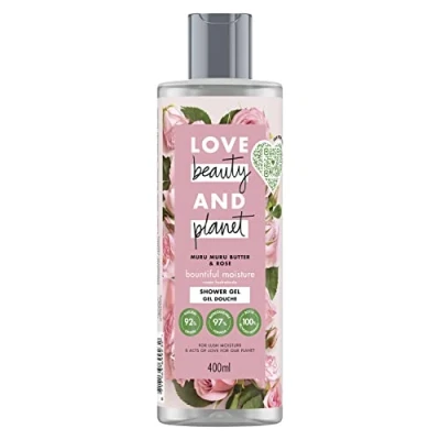 Obrázek Love Beauty And Planet, Feuchtigkeitsspendendes Duschgel, für alle Hauttypen, vegan, 400 ml Flasche