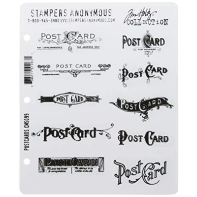 Obrázek Tim Holtz 17,8 x 21,6 cm sada gumových razítků, pohlednice.