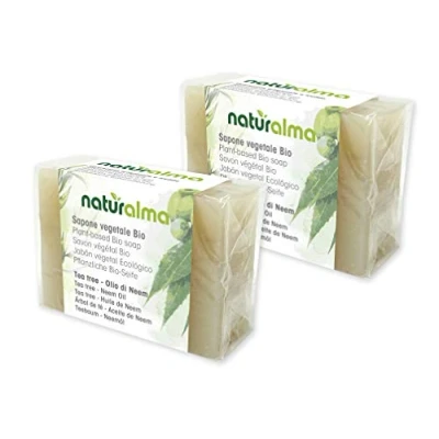 Obrázek Rostlinné ruční mýdlo Tea Tree a neemový olej Bio 2 x 100 g Naturalma zpracování kaltu Vegan