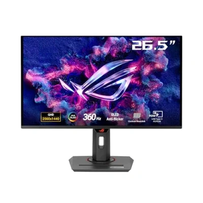 Obrázek ASUS ROG Strix OLED XG27ACDNG 27 palců WQHD herní monitor 360 Hz, 0,03 ms GtG, G Sync, FreeSync, AdaptiveSync, DisplayHDR 400 QD OLED, 16: 9, DP 1.4 DSC, HDMI 2. 1, USB C s 90 W, hub, Ergo.