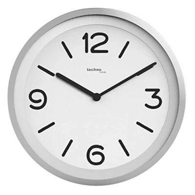 Obrázek Technoline WT 7400, super elegantní, moderní nástěnné hodiny se senzorem nočního rozpoznání automatické, mělké podsvícení, jakmile setmí, Ø 25,4 cm, chromový vzhled, stříbrné