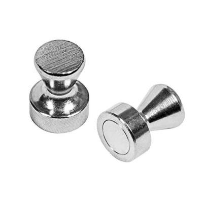 Obrázek Connex Neodymový magnet na uchopení Ø 12 x 16 mm 2 kusy v praktické sadě extra silný kg přilnavosti pro domácnost, dílnu a hobby / powermagnet s rukojetí DY7100022 chrom