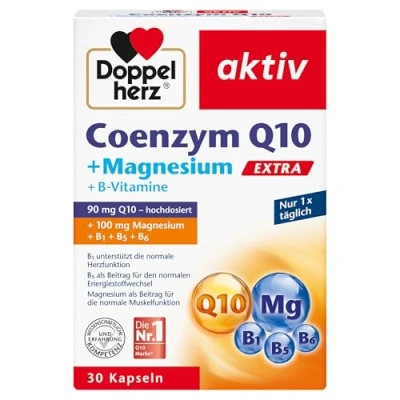 Obrázek Doppelherz Koenzym Q10 + hořčík EXTRA s hořčíkem jako příspěvek k normální funkci svalů a nervového systému 30 kapslí