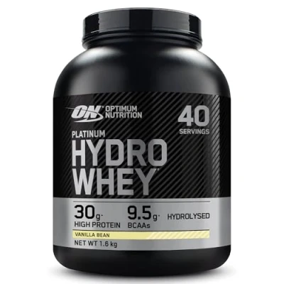 Obrázek Optimum Nutrition Platinum Hydro Whey, hydrolyzovaný syrovátkový izolovaný prášek s esenciálními aminokyselinami, glutaminem a BCAA, příchuť: vanilková lupa, 40 porcí, 1,6 kg
