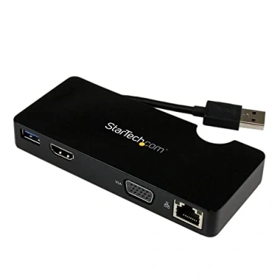 Obrázek StarTech.com USB 3.0 univerzální mini dokovací stanice pro laptop s HDMI nebo VGA, Gigabit Ethernet,