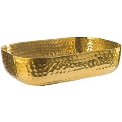 Obrázek APS 40693 miska, 23 x 15,5 cm, V: 6 hliník, zlatý vzhled, tepaná vrchní část