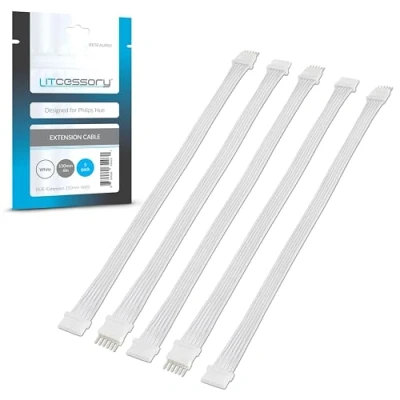Obrázek Litcessory Prodlužovací kabel pro Philips Hue Lightstrip Plus (150 mm, 5 ks, bílý MIKRO 6 POLIG V4)