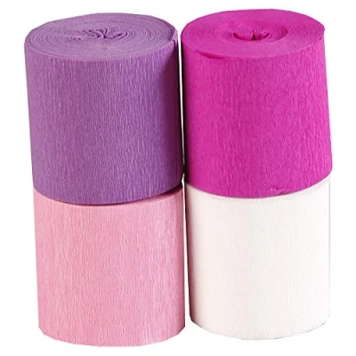 Obrázek Clairefontaine 914291C Packung mit 4 Streifen feuerfestes Krepppapier, 5cmx10m, sehr weich, elastisch und widerstandsfähig, einfach anzuwenden, ideal für Deko Blumen, Rosa sortiert, 1 Pack