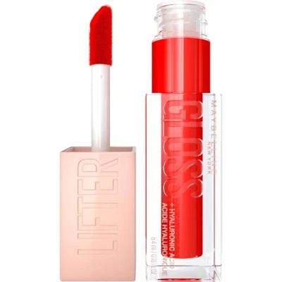Obrázek Maybelline New York lesklý lesk na rty pro plně působící rty, hydratační, s kyselinou hyaluronovou, Lifter Gloss Candy Drop, barva: č. 023 Liquorice (červená), 1 x 5,4 ml