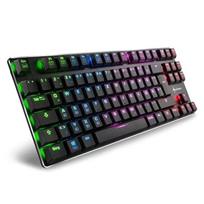 Obrázek Sharkoon Mechanická klávesnice PureWriter RGB TKL s nízkým profilem (RGB osvětlení, modré spínače, plochá tlačítka, tenkeyless, světelné efekty, odnímatelný USB kabel), černá