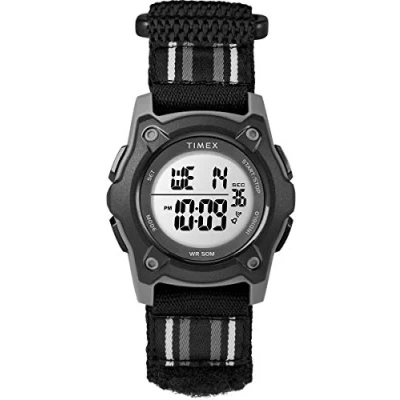 Obrázek Timex KID&#039;S Double Layer Striped Fabric Strap Watch Unisex Digitální hodinky pro děti, Velikost: One Size, Black