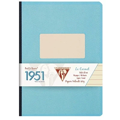 Obrázek Clairefontaine 195946C Kladde 1951 Back to basics, 96 Blatt, liniert, DIN A5, 14,8 x 21 cm, mit gebundenem Einband und weichem Deckel, 1 Stück, blau