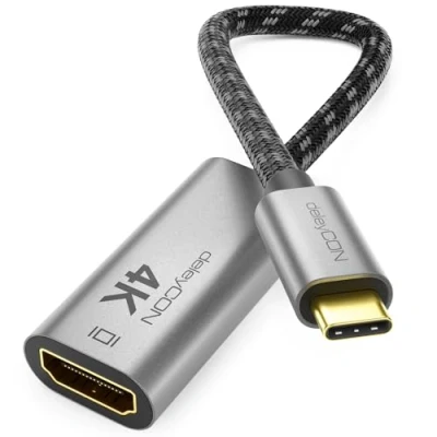 Obrázek deleyCON Adaptér 4K USB C na HDMI z hliníku (4K@60Hz Monitor/TV/Beamer) Thunderbolt 3/4, Pro iPhone 16, 15 Max, MacBook, iPad Pro/Air, Samsung Galaxy S24 S23, Notebook, Tablet