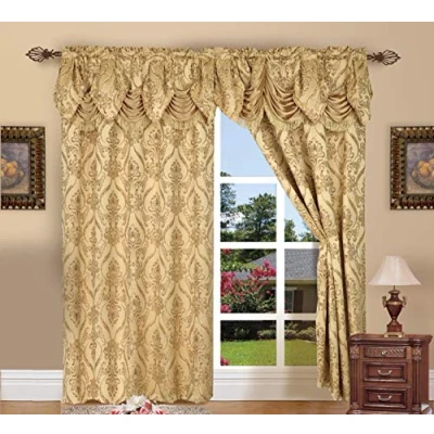 Obrázek Elegant Comfort Penelopie Vorhänge in Jacquard Optik, 137 x 213 cm, goldfarben, 2 Stück, Gold, Volant