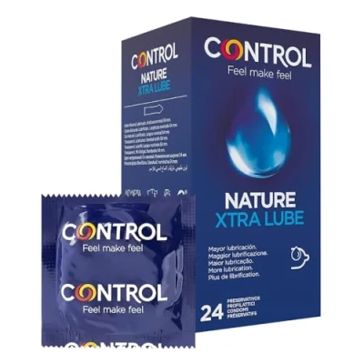 Obrázek CONTROL Elastické kondomy NATURE XTRALUBE z přírodního latexu a super kluzné 24 kusů.