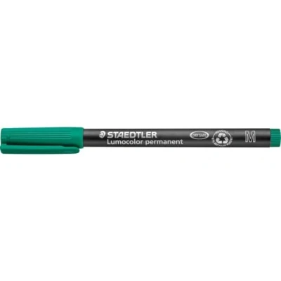 Obrázek STAEDTLER permanentní popisovač Lumocolor, zelený, šířka čáry cca 1,0 mm, odolný proti rozmazání a vodě, Made in Germany, doplňovací, dlouhá životnost, 10 zelených univerzálních tužek v kartonovém pouzdře, 317 5