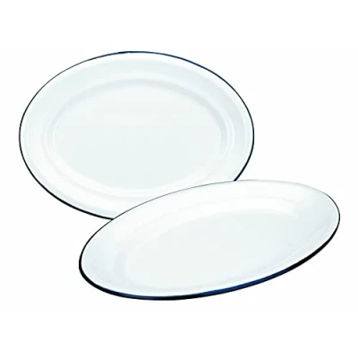 Obrázek Ibili Servierplatte Blanca, oval, Stahl, weiß/blau, 30 x 20 9 cm