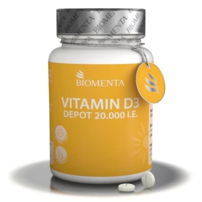 Obrázek BIOMENTA Vitamín D3 120 vitamínu D tablety ve vysokých dávkách 20 000 IU/tablety z cholekalciferolu vegetariánské prémiová kvalita