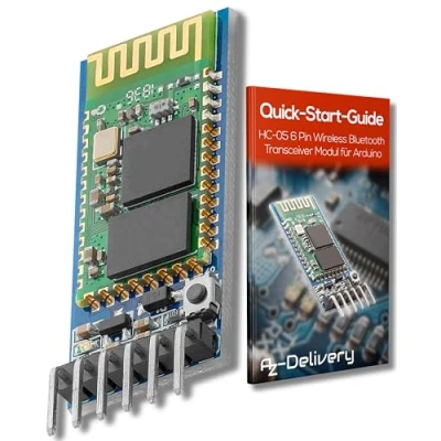 Obrázek AZDelivery Modul RF transceiveru HC 05 06 Bluetooth RS232 sériový TTL kompatibilní s Arduino a Raspberry Pi včetně e knihy!