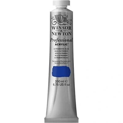 Obrázek Winsor &amp; Newton 2337664 profesionální akrylová barva v umělecké kvalitě, vysoká brilantnost barev a krycí síla, archivní kvalita, 200 ml tuba ultramarínová modrá