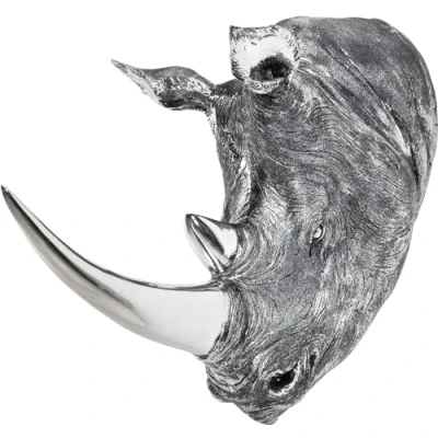 Obrázek Kare Designová dekorační hlava Rhino, stříbrná, napodobenina hlavy nosorožce, předmět, 53 x 44 19 cm (v/š/h)