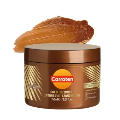 Obrázek Carroten Gold Tanning gel 150 ml urychlovač opalování s třpytivými perlami pro mrkve maximální rychlé opálení