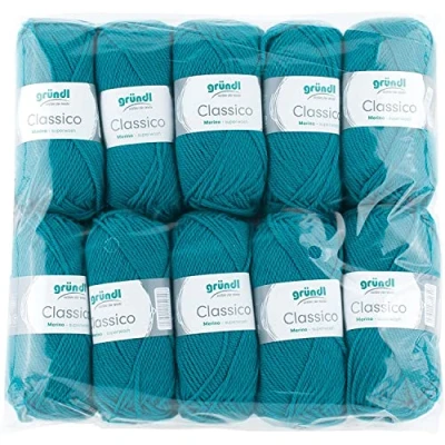 Obrázek Gründl Classico vlna (Öko Tex ® certifikovaná pletací příze / háčkovací z 50 % střižní vlny (Merino superwash) &amp; polyakryl, g/120 m, tloušťka jehlic: 3,5 4,5, 10 klubíček á g), petrol