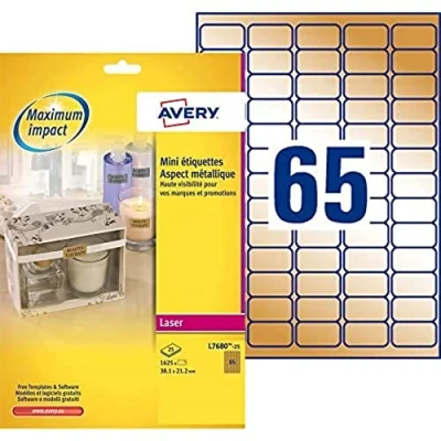 Obrázek Avery Mini laserové etikety 25 listů zlaté