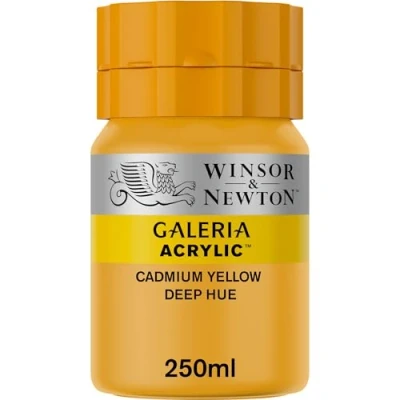 Obrázek Winsor &amp; Newton 2137115 Galeria akrylová barva, vysoká pigmentace, stálobarevná, máslová konzistence, 250 ml tuba kadmiově žlutá tmavá