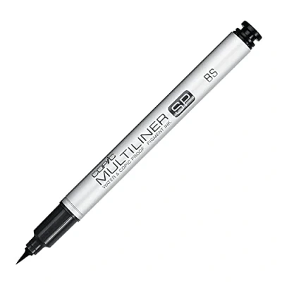 Obrázek Multiliner SP Black Brush, vysoce kvalitní Fineliner z hliníku se štětcem, černá, vodotěsná pigmentová taška, pro skicování, kreslení a ilustrace